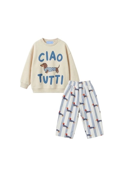 Laciel Prs Köpek Desenli Sweatshirt Bej Bej