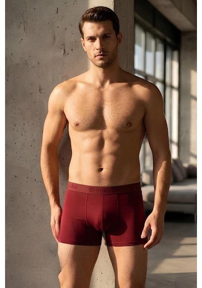 Yıldız Çamaşır Erkek Modal Likralı Boxer 36-37-38-39-40-41-42 - 3 Adet Bordo