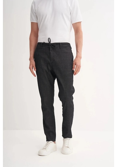 Cazador Jogger Denim Pantolon Düz Paça Beli Bağcıklı 811 Siyah