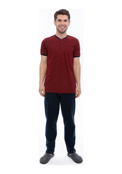 Arnetta 2061 Erkek Düğmeli 3'lü Pijama Takım 001