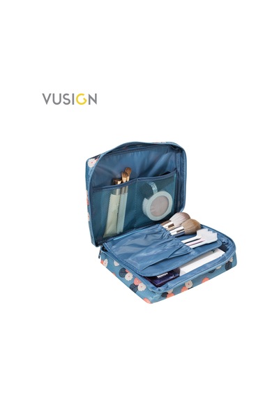 Vusign Vusıgn Kozmetik Saklama Çantası Seyahat Makyaj Üstten Açılır Organizer Çanta 21x8x18 Cm Mavi