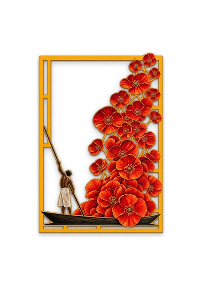 Gelincikler Ve Kayıkçı - Metal Tablo - Dec0286 86 X 125 Cm Çok Renkli