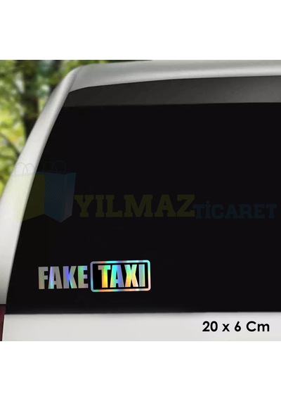 Fake Taxi Hologram Renkli Araba Oto Sticker Etiket Yapıştırma