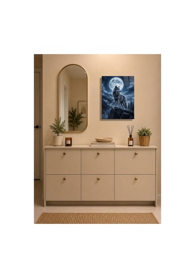 Bozkurt Ve Dolunay A3 Metal Poster Gri Kurt, Ay Işığı Ve Dağ Manzaralı Dekoratif Duvar Tablosu Çok Renkli - 938038119 Çok Renkli - 938038119 Çok Renkli