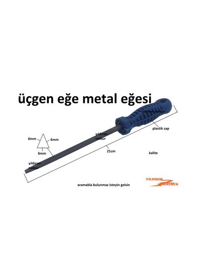 Metal Eğe Üçgen Küçük Boy 21cm Hobi Eğe Metal Törpüsü Eğe Ege Pla