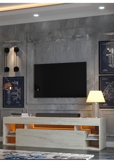 Resital Ledli Tv Ünitesi L1502-8 Traverten Traverten