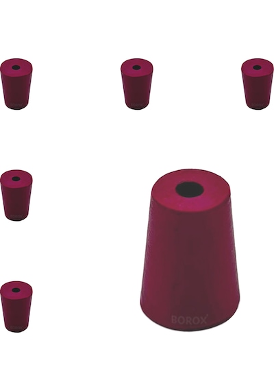 Borox Kauçuk Tıpa Delikli No.1 11 x 14 x 18.5 MM NS12/21 5 Adet