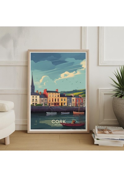 Cork, İrlanda Seyahat Posteri: Cork Ve Kinsale Bölgesi Sanat Baskısı