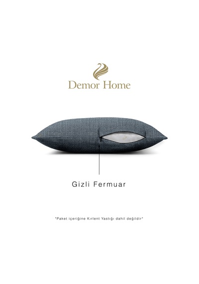Br Demor Home Keten Dokulu Gece Mavisi Kırlent Yastık Kılıfı