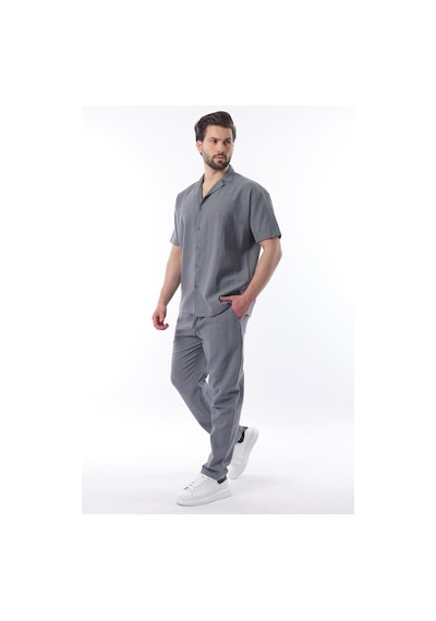 Madmext Füme Over Fit Erkek Gömlek Takım E7303 Füme