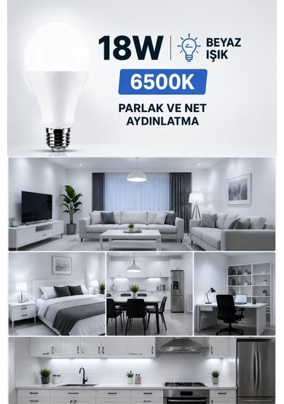 18w E27 Led Ampul 6500k Beyaz Işık 3 Adet Yüksek Aydınlatma Lamba Diğer