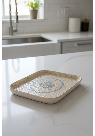 6'lı Verona Kare Pasta Tabağı 16.8cm Dijital Celest-c Rinart Krem