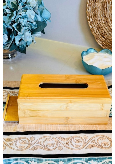 Bambu Peçetelik, 23 Cm X 11 Cm X 8,5 Cm Ebatlarında Doğal Bambu Ahşap Peçetelik