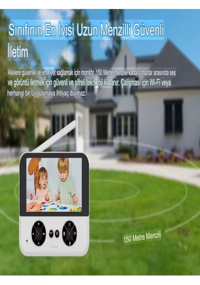 Deanb 4.3 İnç Kablosuz Monitörlü 150m Menzil 720p 2.4ghz İnterkom Harek