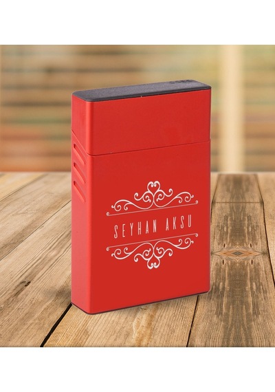 Bk Gift Kişiye Özel Kırmızı Slim Boy Metal Sigara Kutusu-9 Siyah