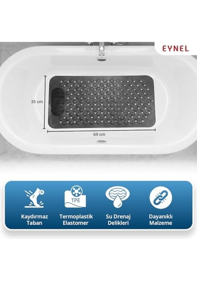 Vantuzlu Banyo Ve Duş Kaydırmazı, Kaydırmaz Duş Matı, Duşa Kabin Küvet İçi Vantuzlu Banyo Paspası 35x69 Cm Çok Renkli