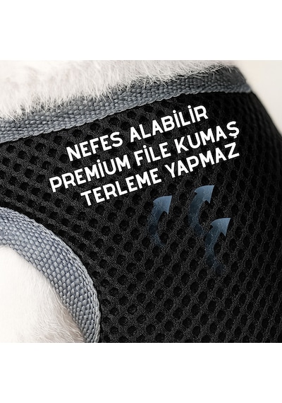 Beylini Yıkanabilir Mesh Fileli Göğüs Tasması Nefes Alabilir Terletmez Dayanıklı Klipslı Cırtlı Tasma Small Siyah