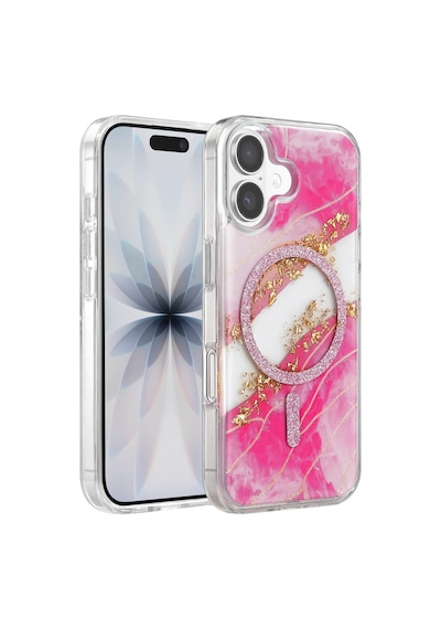 Onegif Apple İphone 17 Lotus Simli Magsafe Kapak - Pembe - Pembe