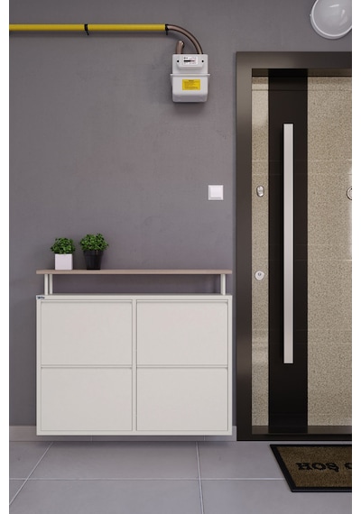 Ceha Tablalı 4'lü Metal Ayakkabılık - Beyaz K.AYK-2.4/T/P 9010