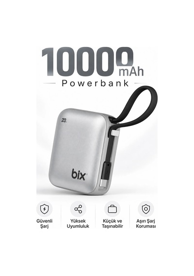 Exenar - Açık Gri - Mini Powerbank 10000 Mah Cep Boy Taşınabiler Hızlı Şarj Pd 20w Dijital Göstergeli Type-c Kablolu 21230543 Exenar - Açık Gri - Mini Powerbank 10000 Mah Cep Boy Taşınabiler Hızlı Şarj Pd 20w Dijital Göstergeli Type-c Kablolu 21230543
