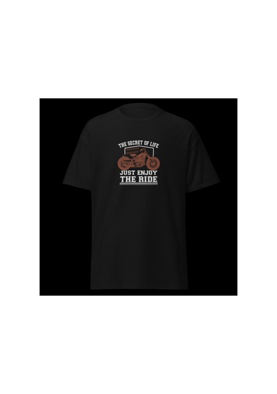 Wildstyle Just Enjoy The Ride Motosiklet Vintage Özgürlük Baskılı Unisex Bisiklet Yaka Pamuklu Tişört - Siyah