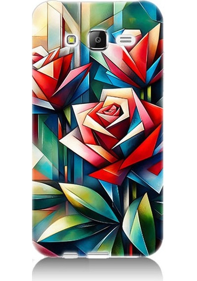 Samsung Galaxy J7 Uyumlu Soyut Origami Gül Deseni Desenli Silikon Kılıf Çok Renkli
