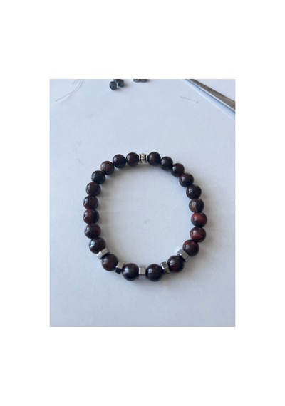 Leyan Doğaltaş Şahin Gözü 8 Mm Bileklik 20 Cm Bordo Bordo