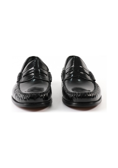 Tuna Hakiki Deri Siyah Açma Unisex Kösele Loafer Ayakkabı - K670 Siyah