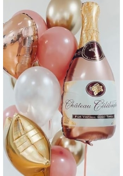 Rose Gold Şampanya Şişesi Şekilli Folyo Balon 256