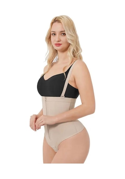 Fermuarlı String Korse Ten