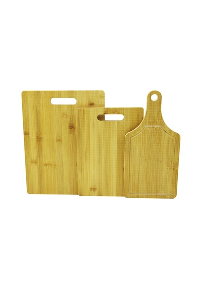 3 Boy Set Ahşap Bambu Kesim Panosu 16x22 - 20x28 - 25x33cm Çok Renkli