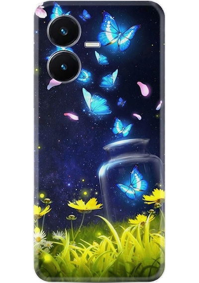 Vivo Y22S Kilif Resimli Silikon Neon Butterflys 1309 566401734