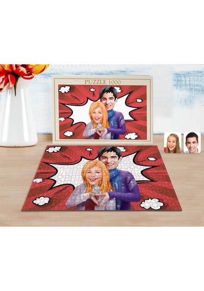 Bk Gift Kişiye Özel Sevgililer Karikatürlü 1000 Parça Profesyonel Puzzle-89