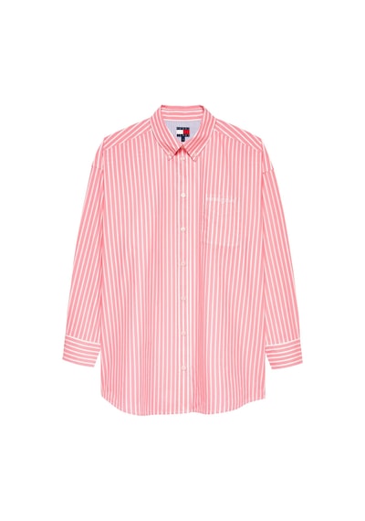 Tommy Hilfiger Tjw Kadın Oversize Pembe Poplin Gömlek-13042 Pembe
