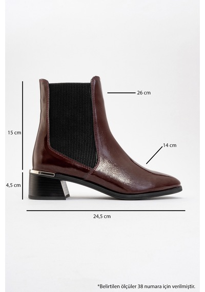 Luvishoes Luvi Shoes Neiva Bordo Rugan Hakiki Deri Kadın Chelsea Bot Bordo
