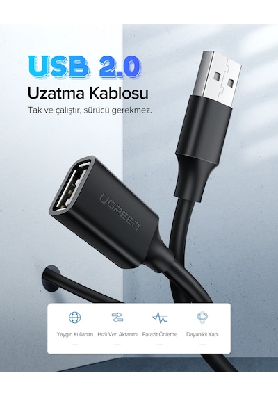 Ugreen Usb Uzatma Kablosu, 1 Metre, 10314 -