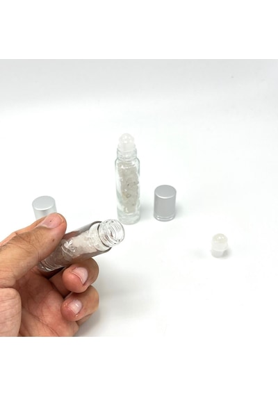 Yıldız Doğal Taş Sertifikalı Kristal Kuvars Doğal Taş Esans Şişesi + Roller Masaj Aleti 10 ML