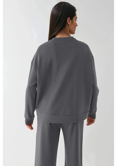 Hiccup Modal Dokunuşlu Basic Sweatshirt Kömür Grisi