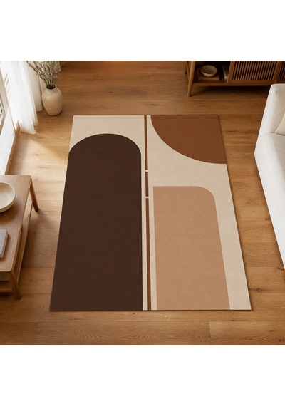 Kartela Halı Eksen Kemerli Modern Halı Bakır Kaymaz Taban Makinede Yıkanabilir 180x270 Cm
