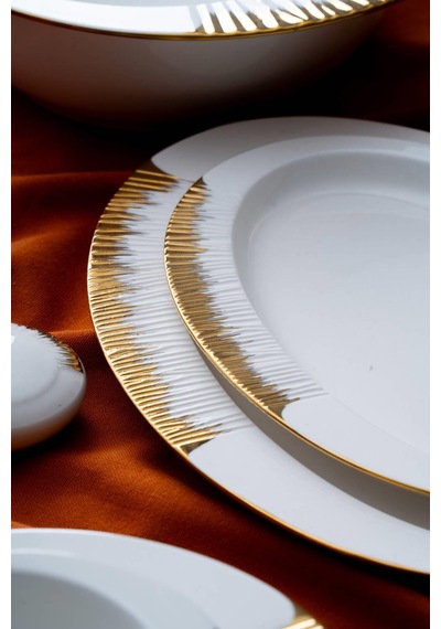 Acar Sherry Gold 6 Kişilik 29 Parça Yemek Takımı Beyaz - Gold
