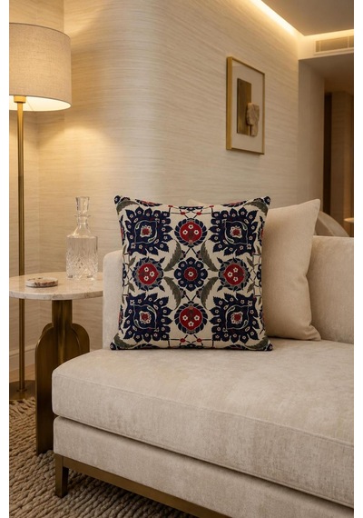 Premium Goblen Nakış Kırlent Kılıf 40 Cm X 40 Cm - 1 Adet Acı Kahverengi