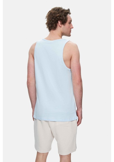 Ucla Pebble Gök Mavi Sıfır Kol Baskılı Oversize Erkek Tshirt Gök Mavi