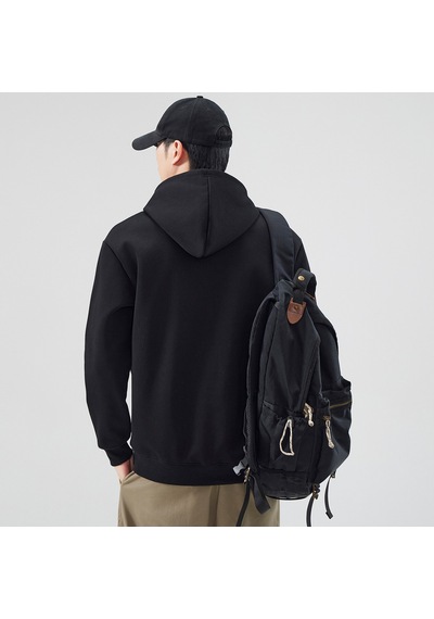 Baskılı Erkek Kapüşonlu Sweatshirt Siyah