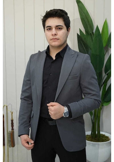 Bys Beystil Sivri Yaka Füme Ceket Petek04 - Slim Fit