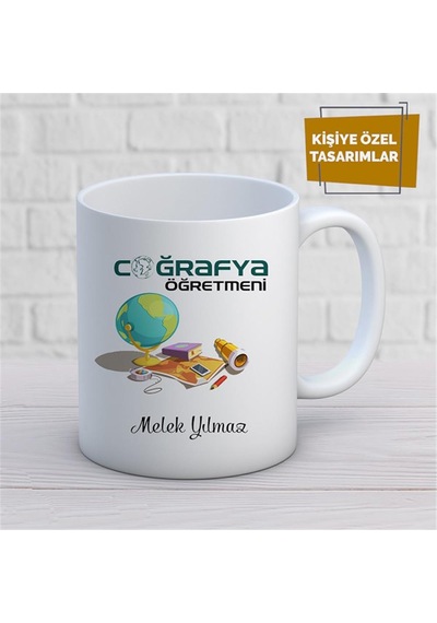 Kişiye Özel İsim Yazılabilir Coğrafya Öğretmeni Kupa Bardak Çok Renkli