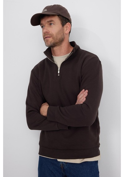Tudors Unisex Relax Fit Rahat Kesim Pamuklu İçi Polarlı Yarım Fermuarlı Kahverengi Dik Yaka Sweatshirt-35159 Kahverengi Tudors Unisex Relax Fit Rahat Kesim Pamuklu İçi Polarlı Yarım Fermuarlı Kahverengi Dik Yaka Sweatshirt-35159 Kahverengi