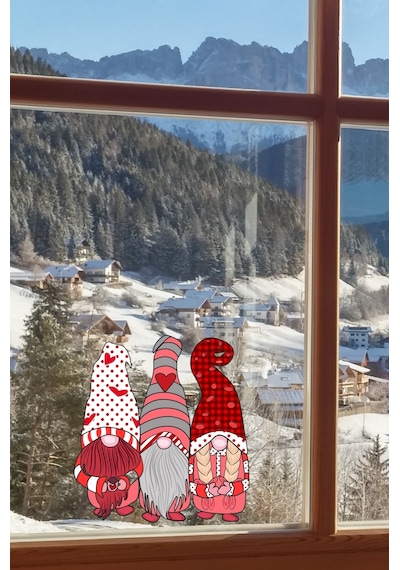 Yılbaşı Cüceler Pencere Sticker Yılbaşı Özel Sevimli Cüceler Sticker
