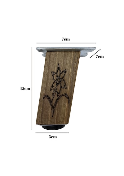 Kale Eğimli Ayarlı Desenli Ahşap Ayak Mobilya Masa Dolap Ayağı 15cm 2 Adet Koyu Ceviz Ceviz A. Ceviz
