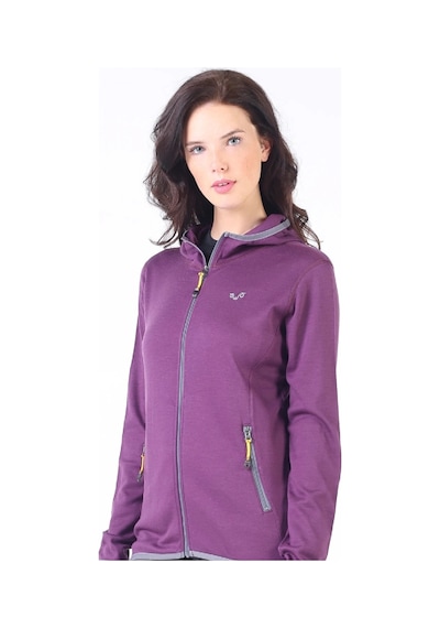 Woolona Marin Fermuarlı Kapüşonlu Kadın Sweatshirt - Prp Mor
