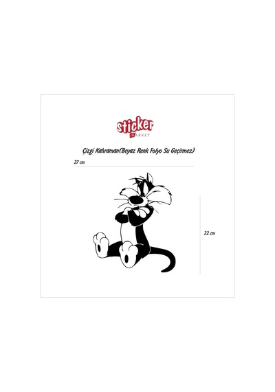 Çizgi Kahraman Beyaz Renk Sticker